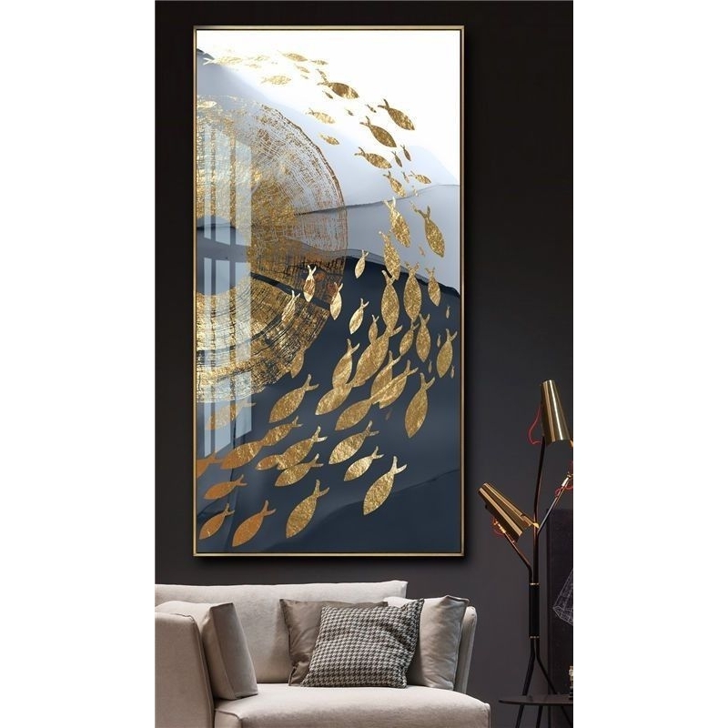 Jual Lukisan ikan koi gold estetik 60x120 plus frame | Shopee Indonesia