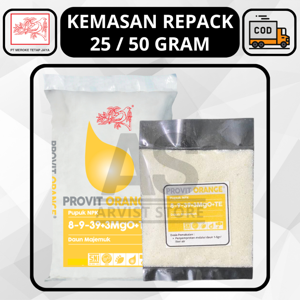 Pupuk MEROKE PROVIT ORANGE Kemasan Repack 25 / 50 Gram NPK