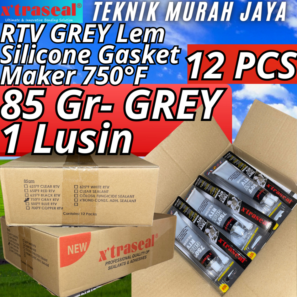Jual XTRASEAL RTV GREY Lem Silicone Gasket Maker 750°F Silikon Sealant ...