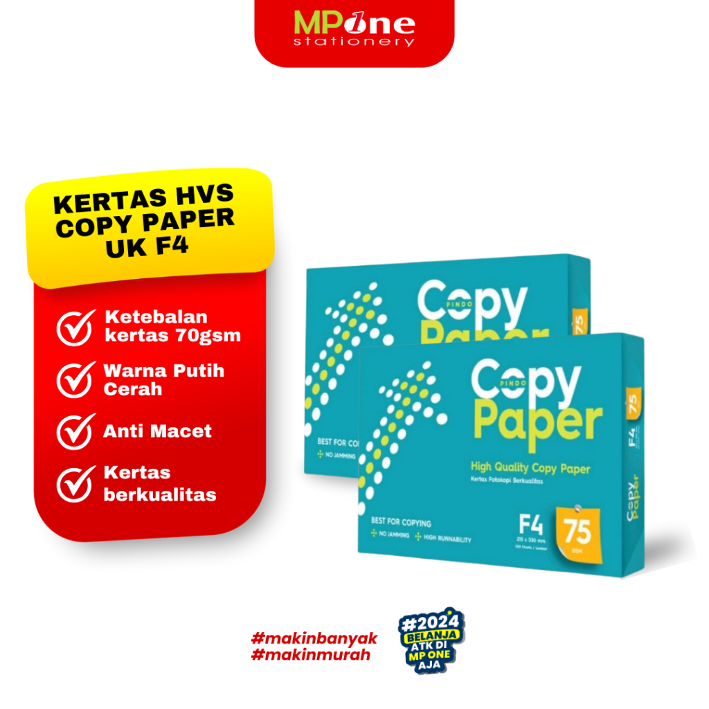 Jual 1 RIM Kertas HVS Copy Paper F4 - 70GSM / HVS Copy Paper Ukuran F4 ...