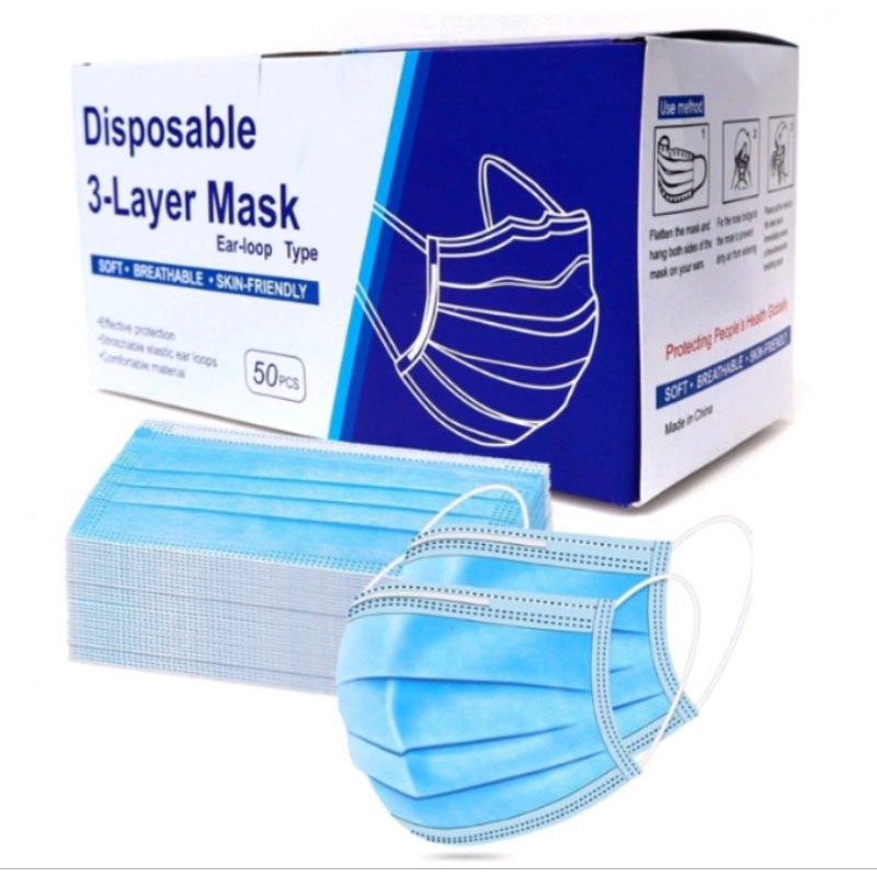 Jual Masker 3ply isi 50pcs / Face mask / Disposable mask / Masker 3ply ...