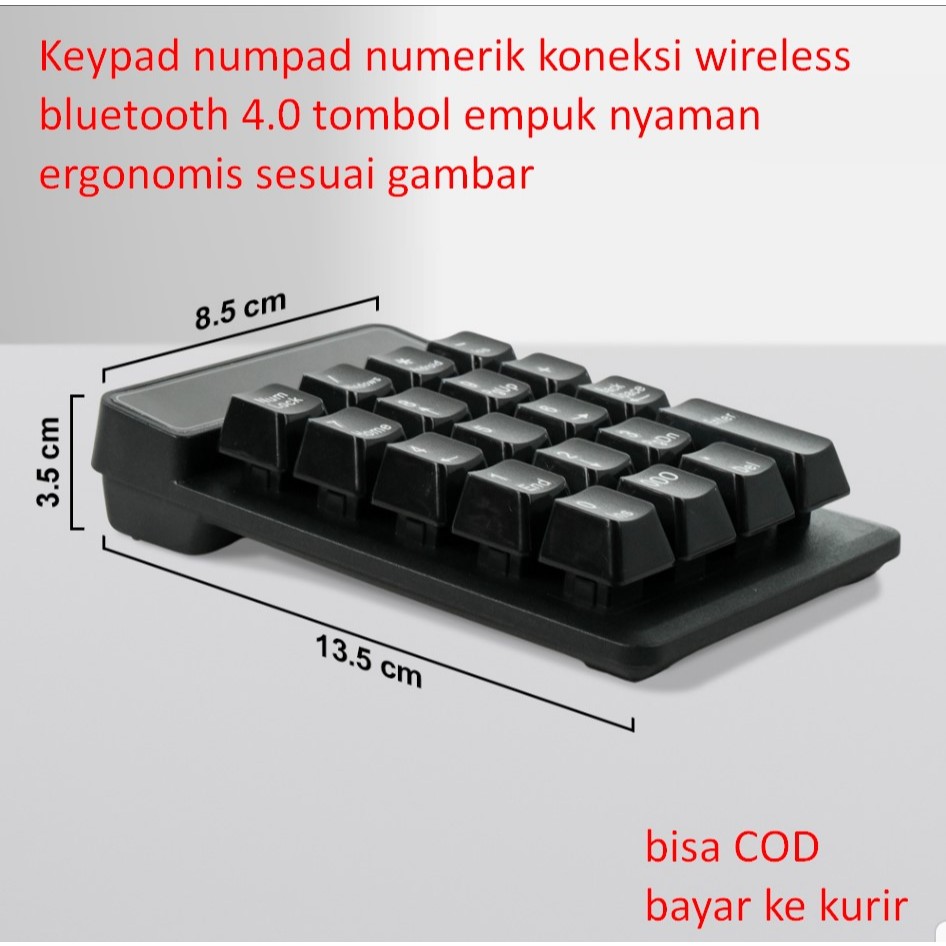 Jual Keypad numpad numerik koneksi wireless bluetooth 4.0 tombol empuk ...