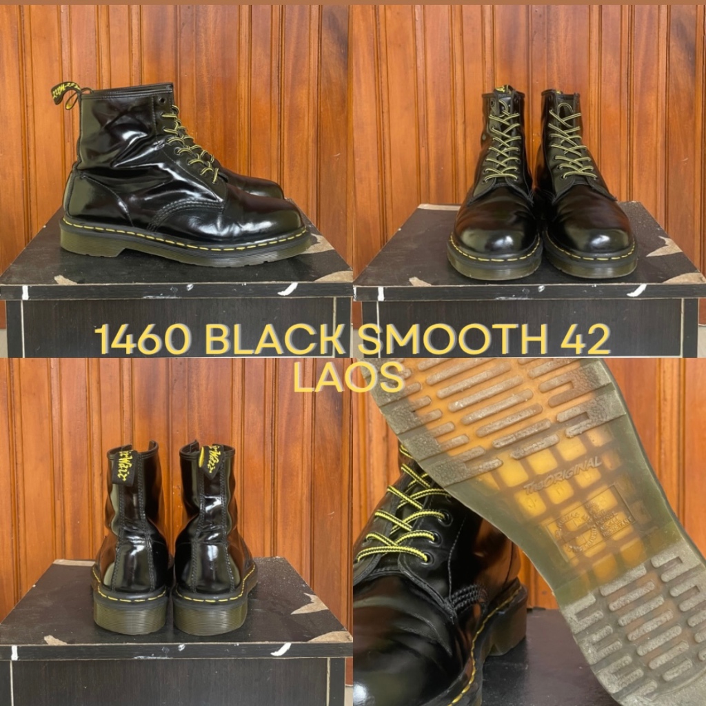 Dr Martens 1460 Hole Black Smooth/Nappa/Vegan Made in Laos, England,  Thailand, Asia, China