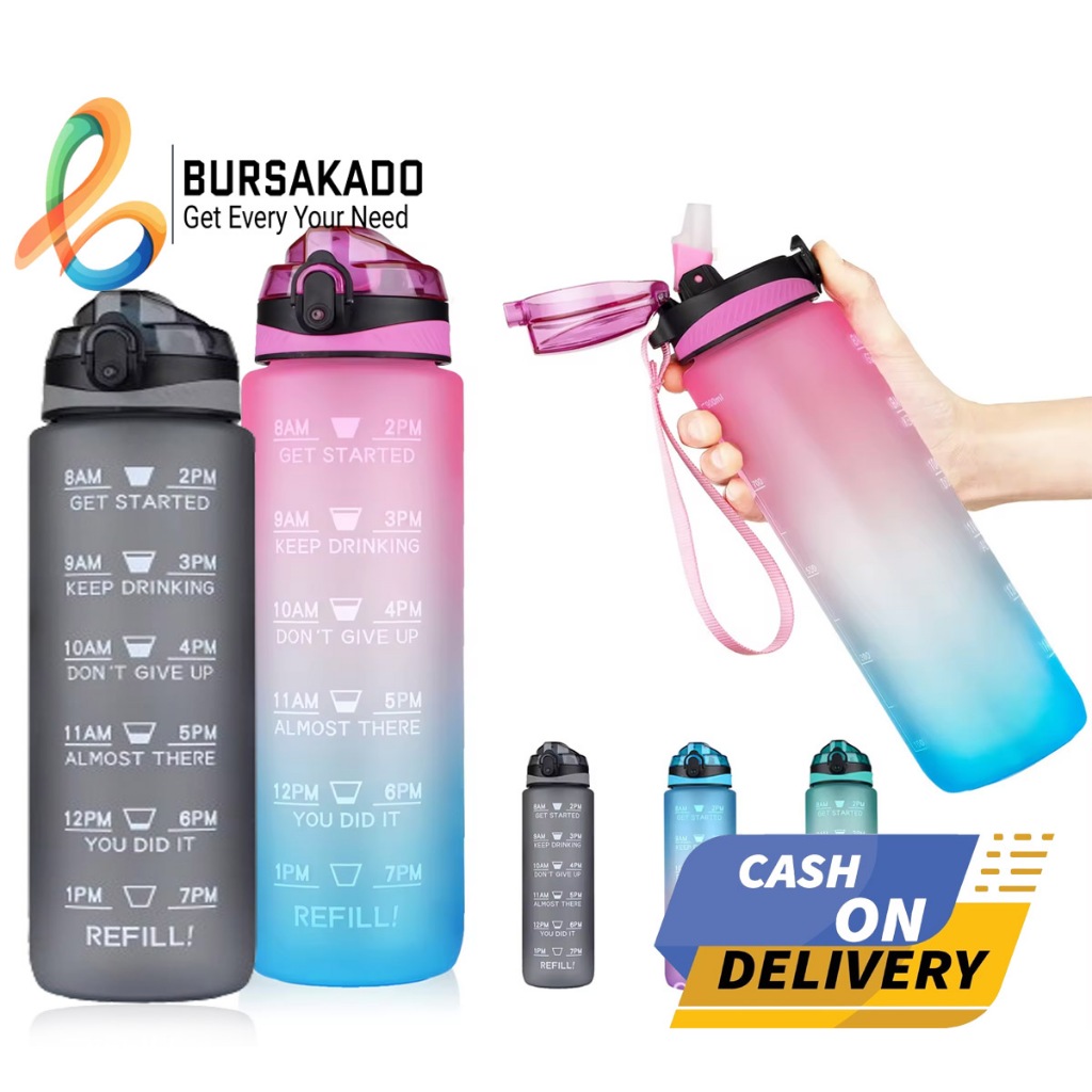 Jual Botol Minum 1 Liter Time Motivasi Gradasi Tritan 1000ml Free ...
