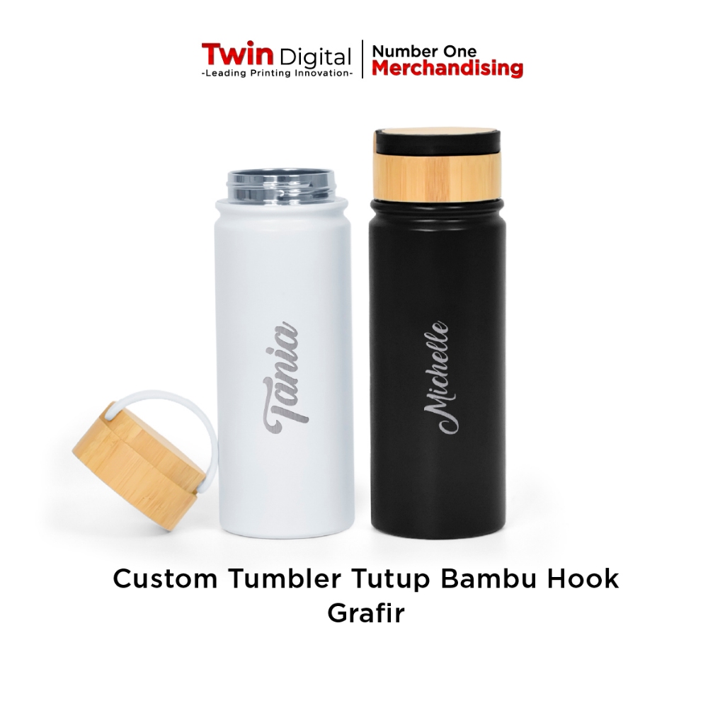 Jual Twindigital Custom Botol Minum Kado Tempat Minum Termos Mini Tumbler Tutup Bambu Hook 2181