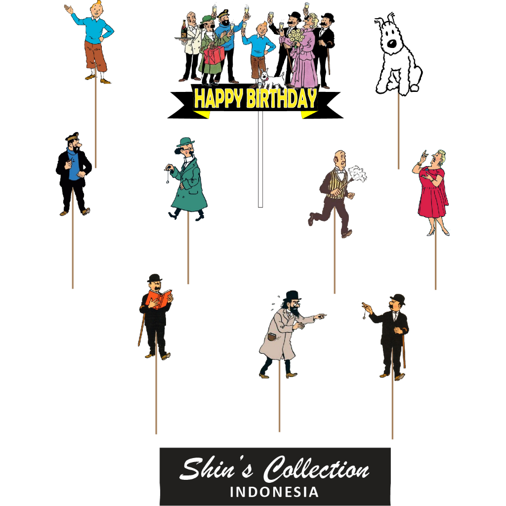 Figurines Tintin - Lot De 6 Personnages Pour Décoration De Gâteaux | Topper Anniversaire Enfants