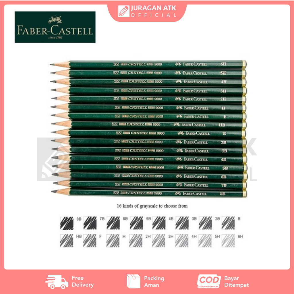MATITA DISEGNO Faber Castell 9000 graduata GRAD.3H: Matite e portamine