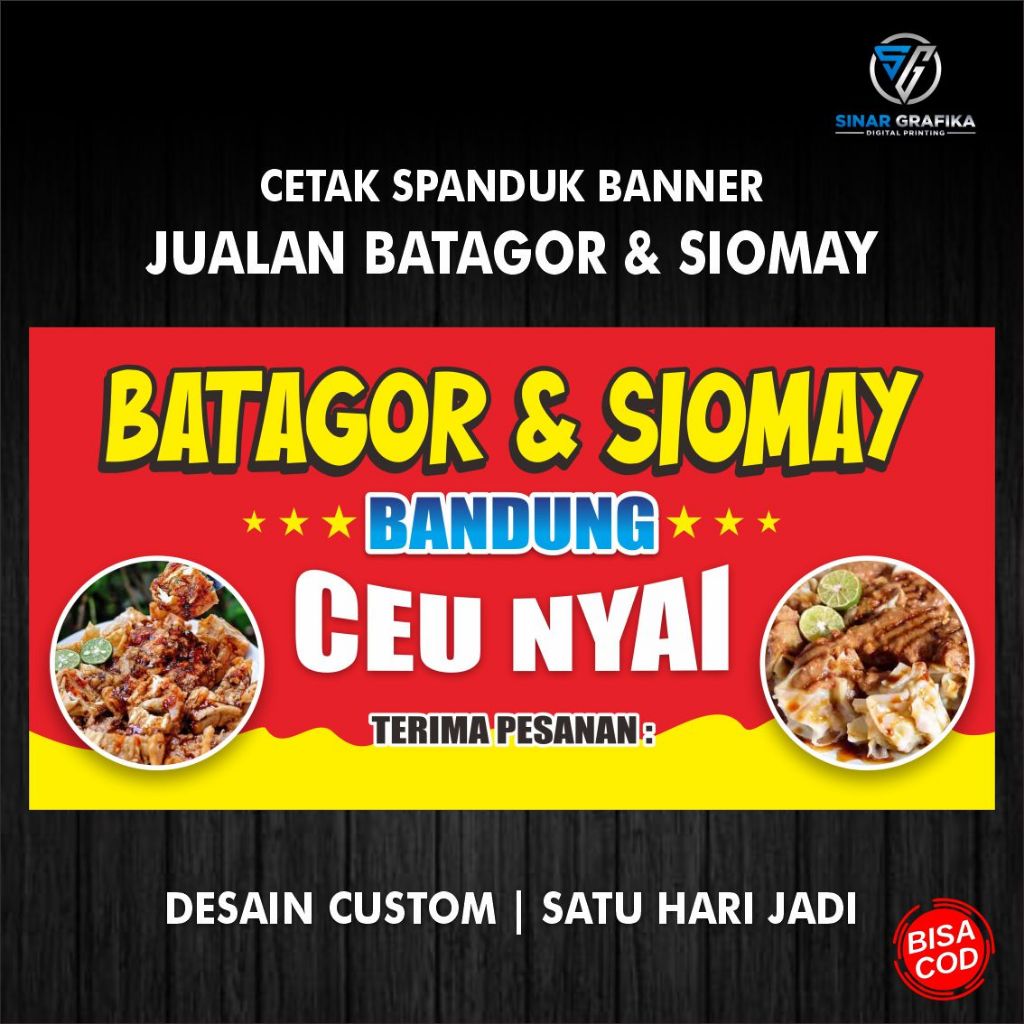 Jual Spanduk Batagor unik, Banner Jualan Batagor Siomay | Bisa request ...