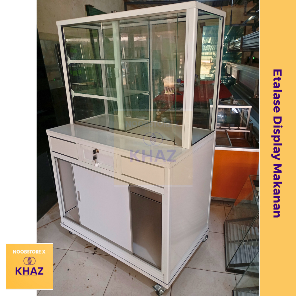Jual Etalase Kaca Display Makanan Alumunium P120xL60xT160cm | Shopee ...