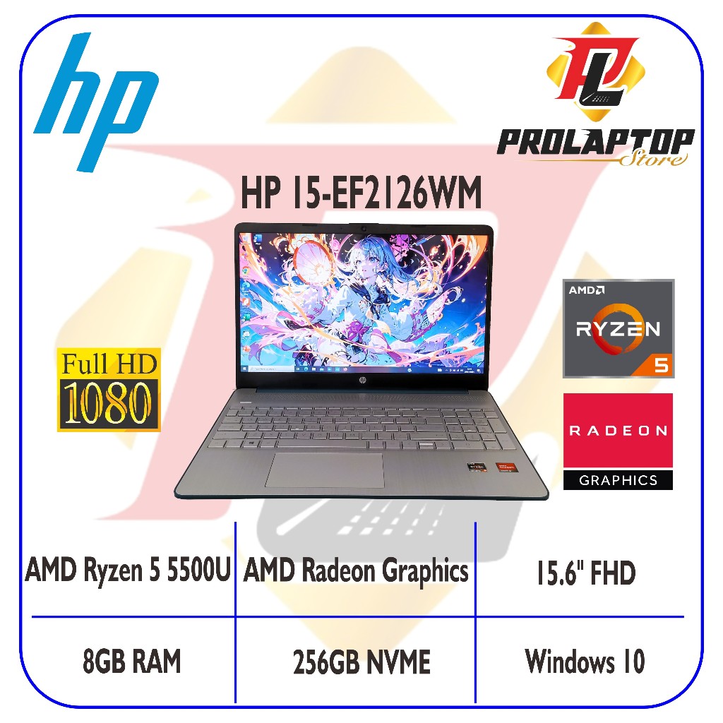 Jual HP 15-ef2126WM AMD Ryzen 5 5500U RAM 8GB SSD 256GB 15