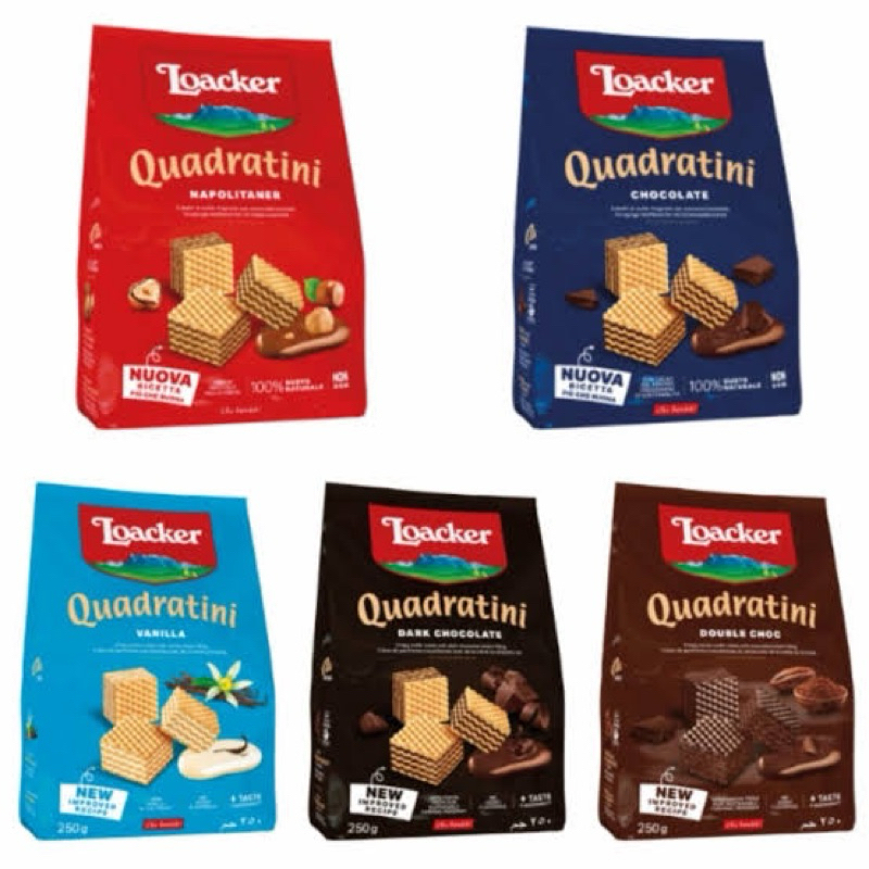 Jual PROMO!! BISCUIT LOACKER QUADRATINI WAFER 125GR CHOCOLATE, VANILLA ...