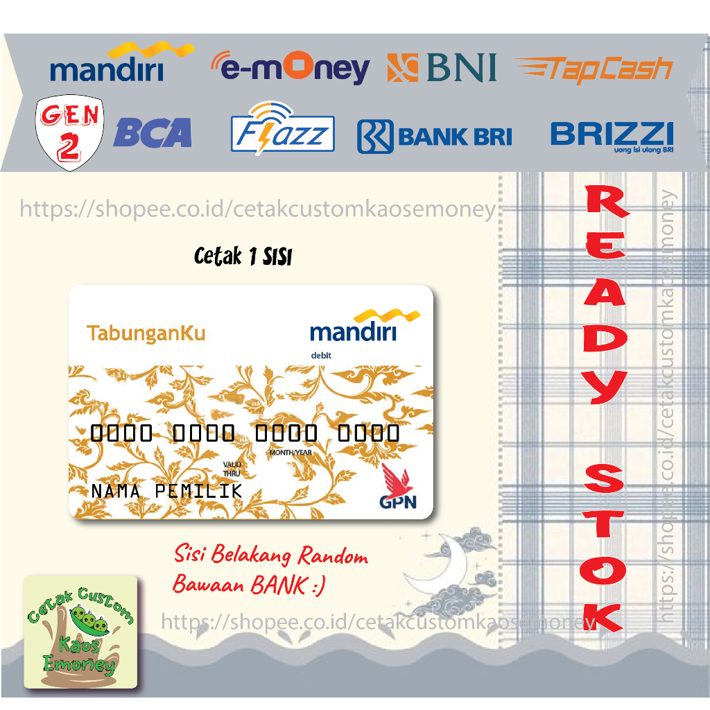 Jual KARTU E MONEY E TOLL KARTU GPN MANDIRI WHITE DEBIT CREDIT CARD ...