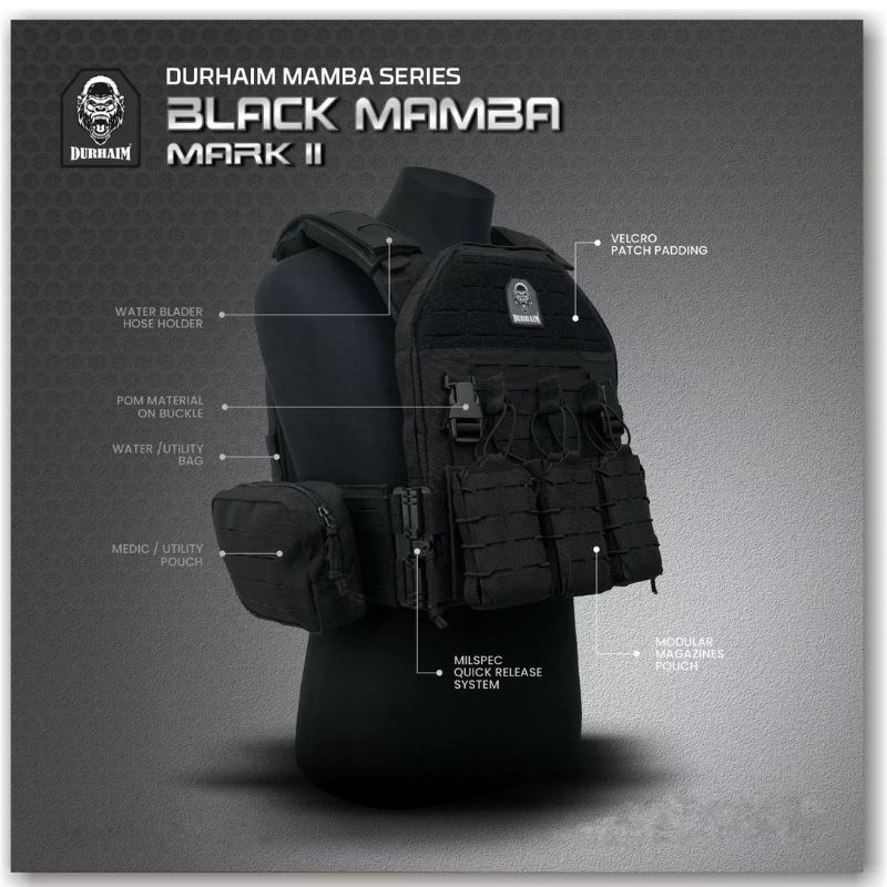 Jual Patas Body Vest Black Mamba Durhaim Mk Tactical Shopee Indonesia