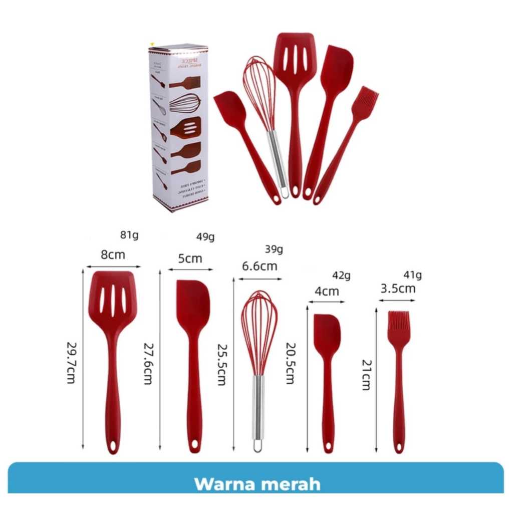 Jual Spatula Silicone Sutil Silikon Set Alat Masak Utensil Premium Shopee Indonesia