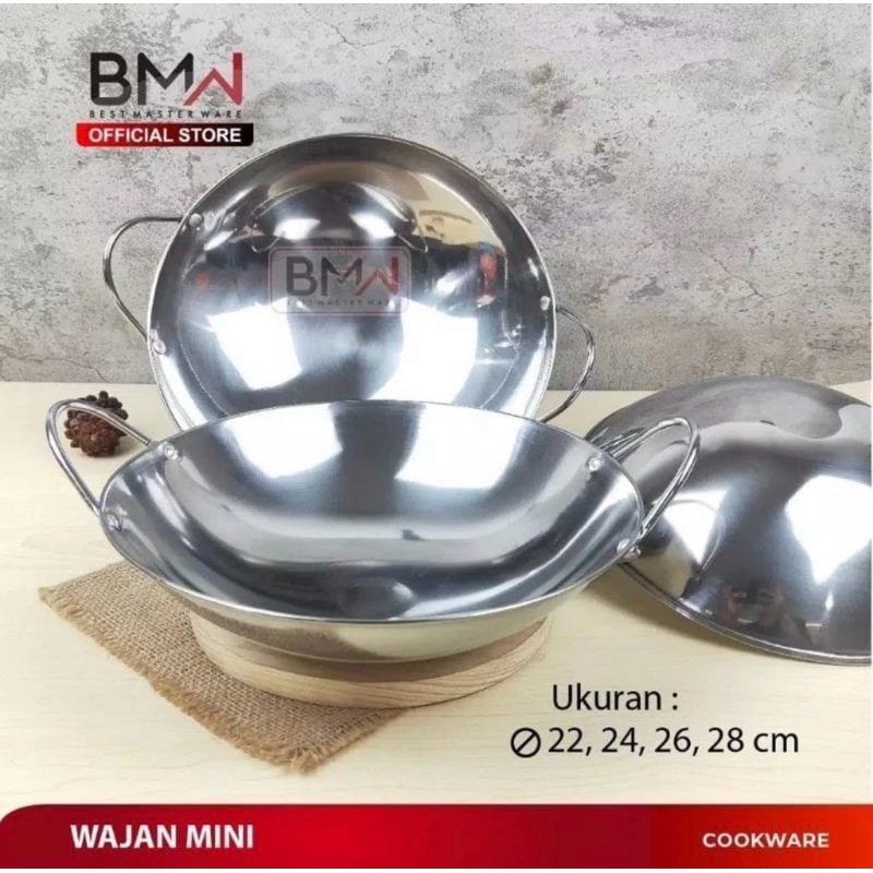 Jual Wajan Mini Stainless steel BMW / Wajan Penggorengan Kuali Mini Wok ...