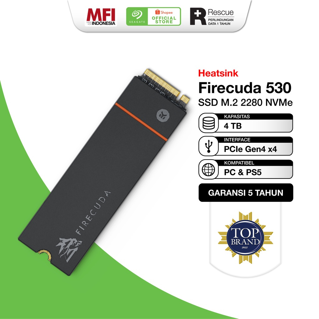 Jual Seagate FireCuda 530 Heatsink SSD 4TB M.2 2280 NVMe Gen Jual Seagate FireCuda 530 Heatsink SSD 4TB M.2 2280 NVMe Gen