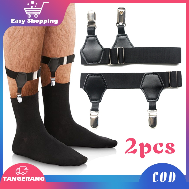 Jual 2pcs Garter Belt Hitam Garterbelt Calf Garter Gesper Jepit Kaos Kaki