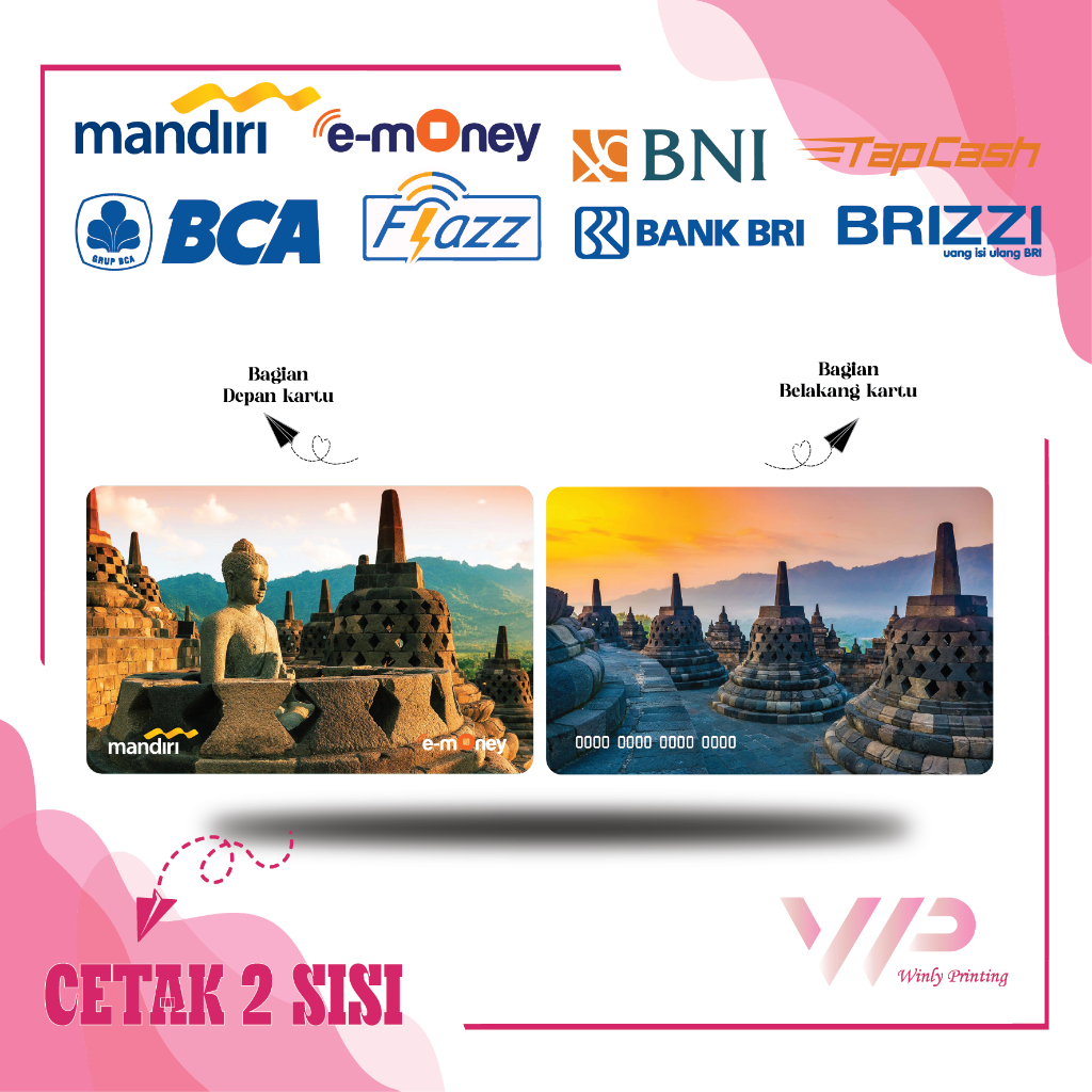 Jual KARTU EMONEY GAMBAR CANDI BOROBUDUR TEMPLATE MANDIRI FLAZZ BCA GEN