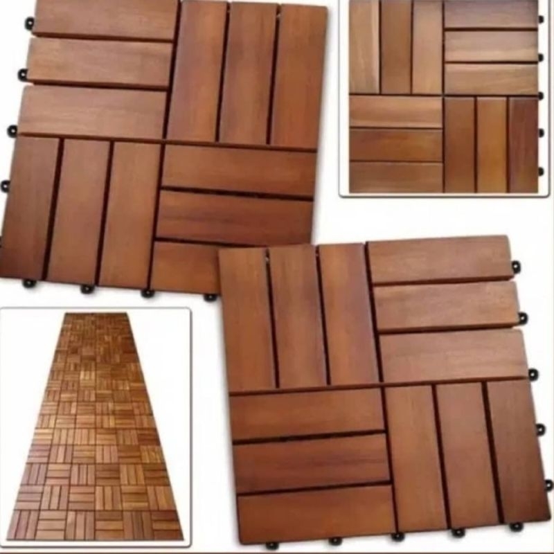 Jual decking kayu motif zigzak ukuran 30x30 finishing+cat glossy ...