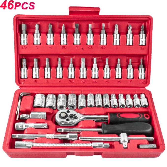 Jual Harga Promo Set Kunci Shock 14 Socket Obeng Socket Set 46 Pcs ...