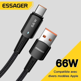 Essager Kabel USB Tipe C  6A 66W Kabel Jalinan Paduan Aluminium Pengisian Cepat untuk Ponsel 480Mbps