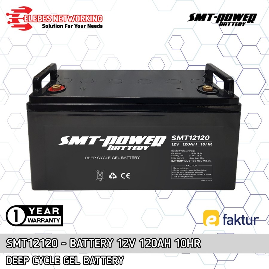 Jual SMT12120 Battery SMT-POWER 12V 120AH 10HR Baterai Aki Deep Cycle ...