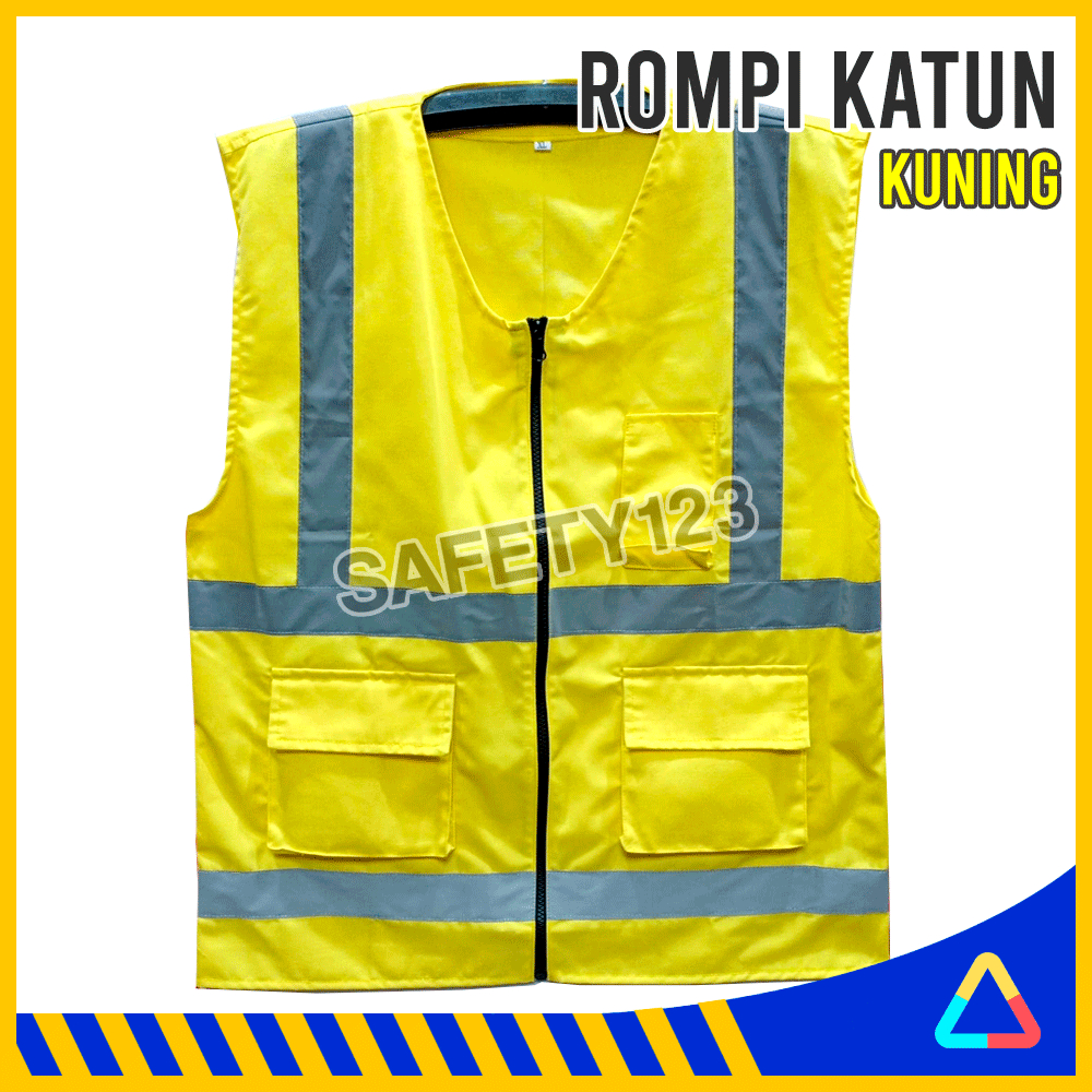 Jual Rompi Katun Kuning Kantong 3 Safety Vest Scotlite Scotlight Proyek ...