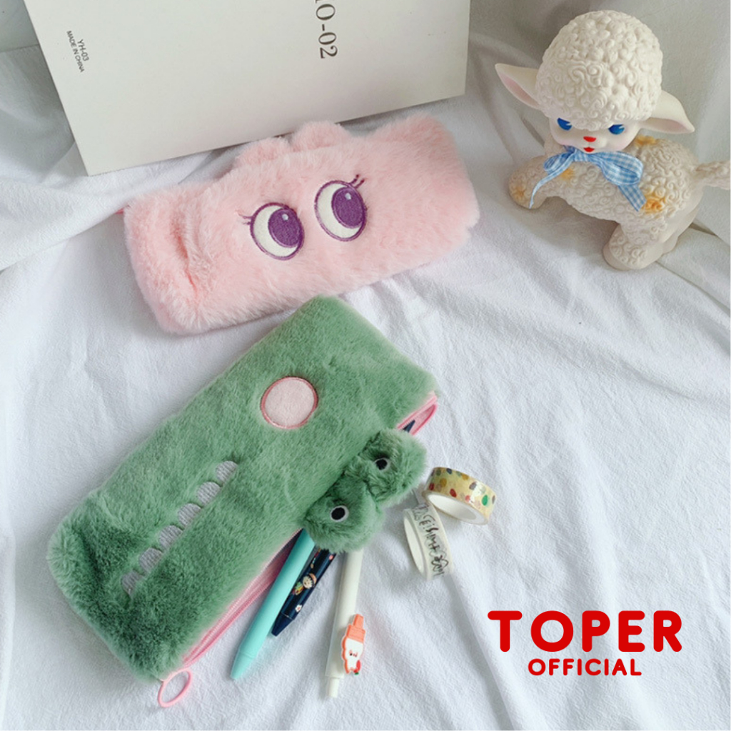 Jual TOPER Kotak Pensil Bulu Halus Motif Crocodile Green Rabbit Bunny ...