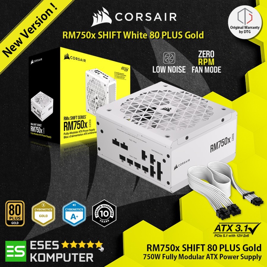 Jual PSU Corsair RM750x SHIFT White 750W 80 Plus Gold Full Modular Side ...