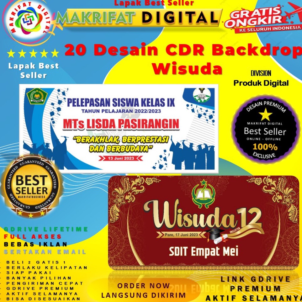Jual 2 Desain CDR Backdrop Spanduk Banner WISUDA Kampus Sekolah SMA SMP ...