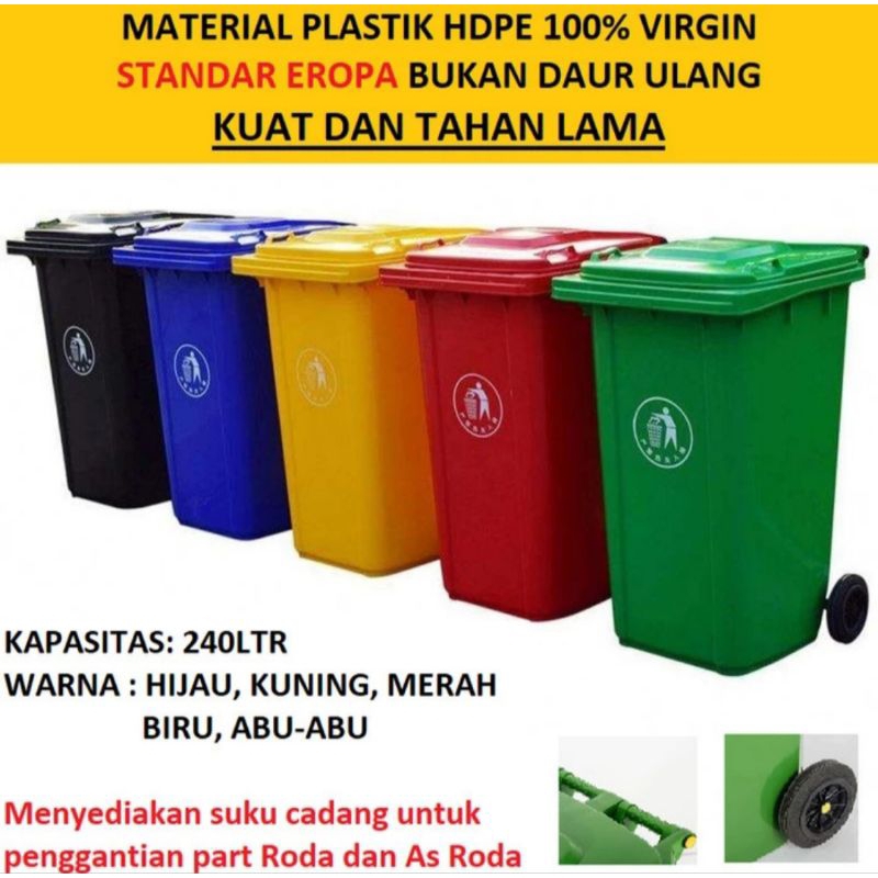 Jual INDOBIN Tempat Sampah Plastik HDPE 100L 120L 240L Pakai Roda Kuat ...