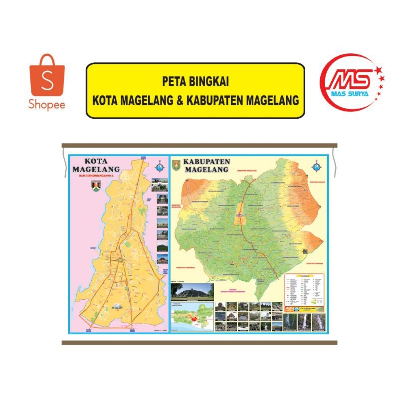 Jual Peta Bingkai Kota Magelang & Kabupaten Magelang Ukuran Kecil ...