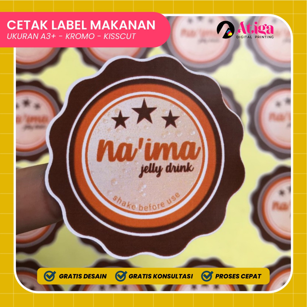 Jual Cetak Stiker Kromo Label Makanan Cetak Stiker Label Kemasan Makanan Shopee Indonesia