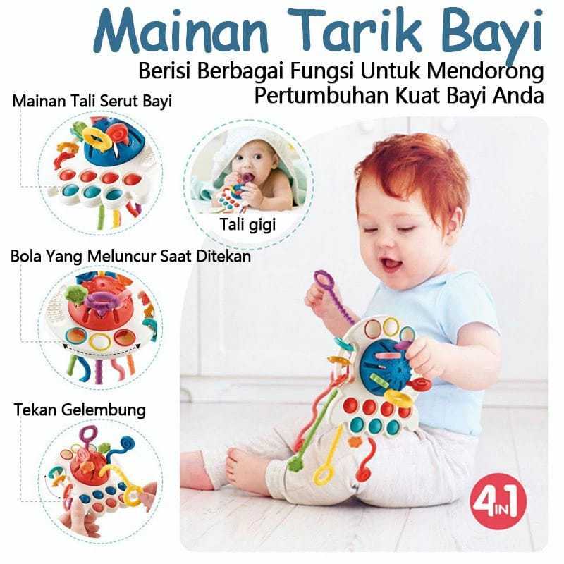 Jual Mainan Edukasi Bayi Multifungsi Pop It Teether Bayi Tarik Panjang ...