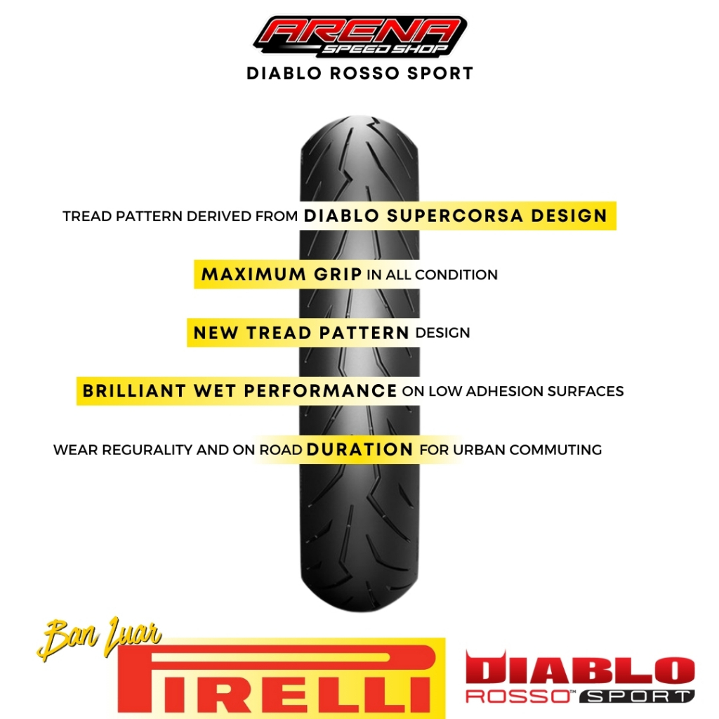 Jual PIRELLI Diablo Rosso SPORT 110 120 130 140 150 Ring 17 Ban Luar ...
