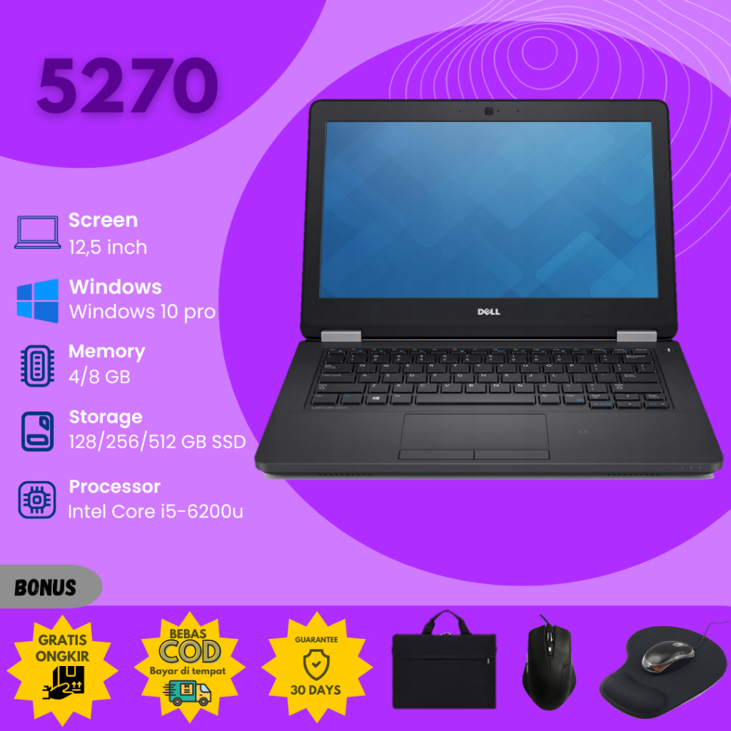 Jual LAPTOP DELL LATTITUDE 5270 CORE i5 i7 GENERASI 6 LAYAR 12,5 INCH ...