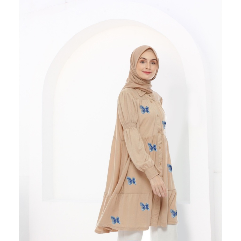 Jual Tunik Rempel Butterfly Jumbo / Kemeja Dress Rumbai Wanita Big Size ...