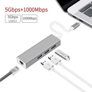 Jual Profftech Adapter USB Type C to LAN RJ45 + USB Hub 3 Ports ...