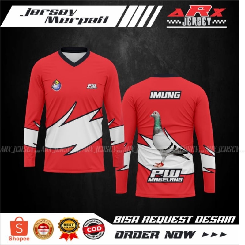 Jual jersey merpati merah bisa request desain bebas full printing ...