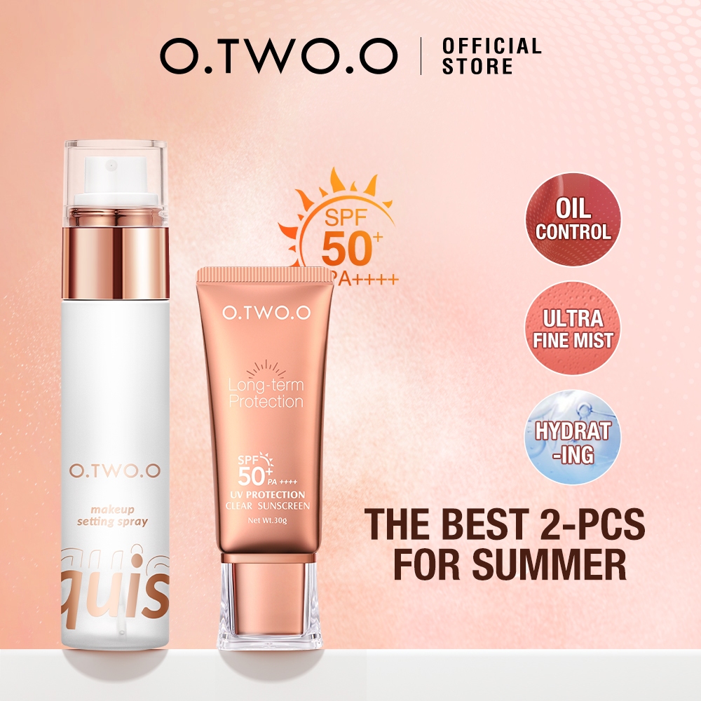 Jual O.TWO.O 2PCS Set Makeup Settng Spray&Sunscreen SPF50PA+++ Oil ...
