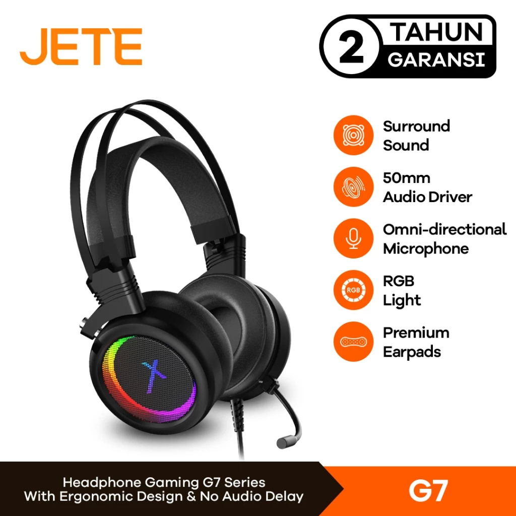 Headset Gaming JETE X G7 with LED Light - Garansi Resmi 2 Tahun