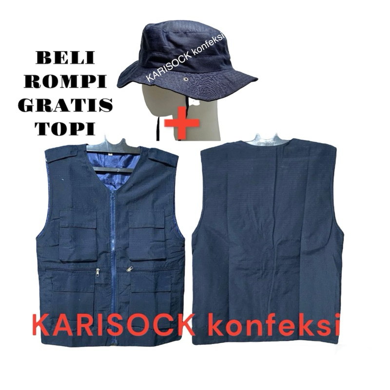 Jual Rompi tactical lapangan / Rompi king plus topi keplek rimba ...