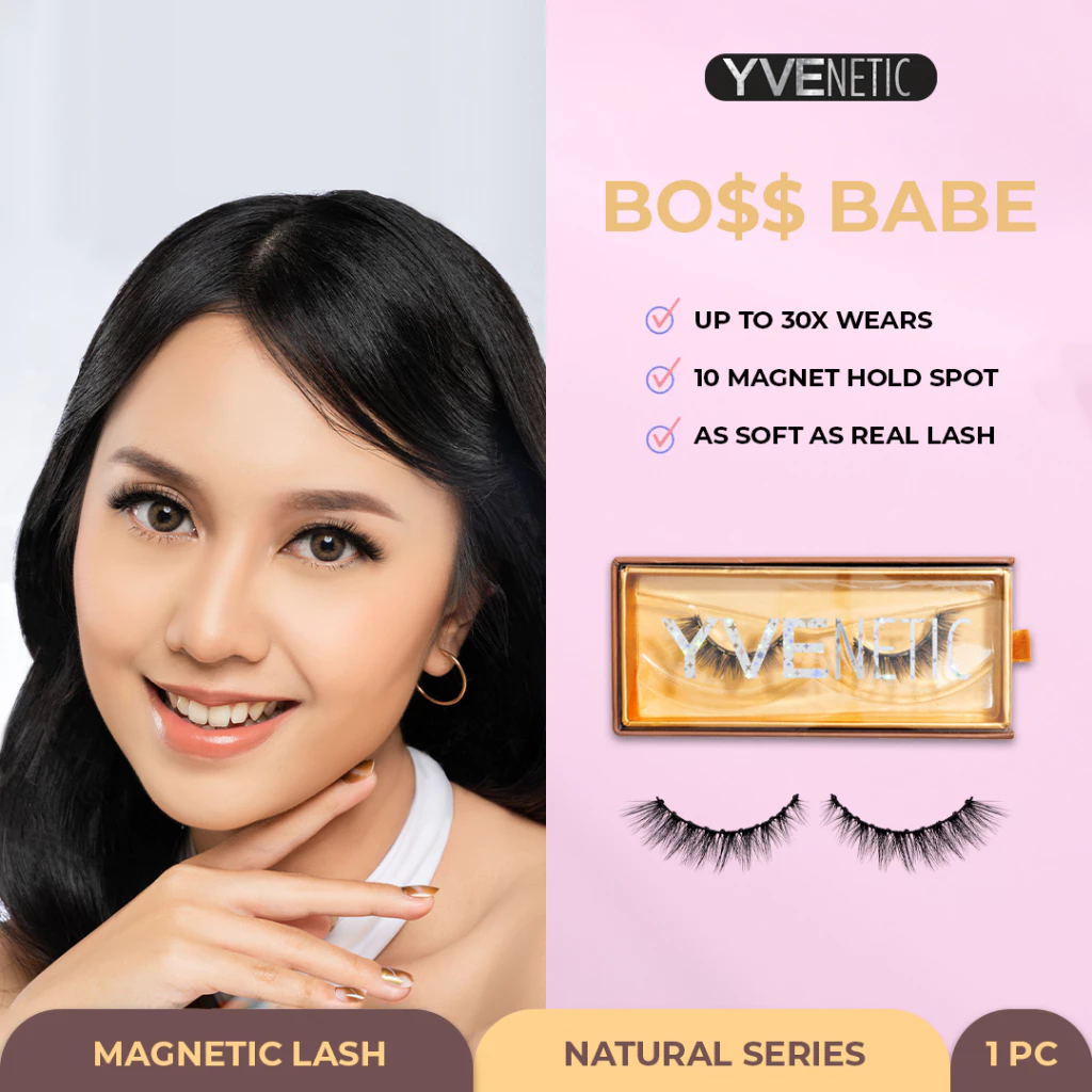 YVENETIC BO$$ Babe (Natural) - Magnetic Eyelash | Bulumata Magnetik Tanpa Lem - Menggunakan Eyeliner Magnet