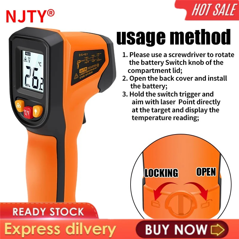 Jual Digital Infrared Thermomete Laser Industrial Temperature Gun Non