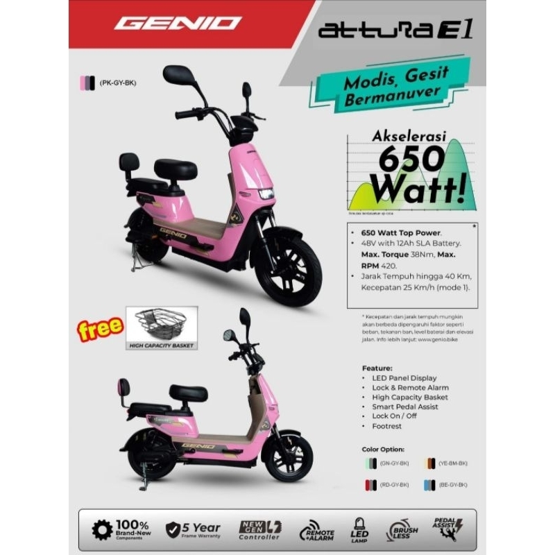 Jual Genio Attura E Sepeda Listrik Terbaru Sepeda Listrik Watt