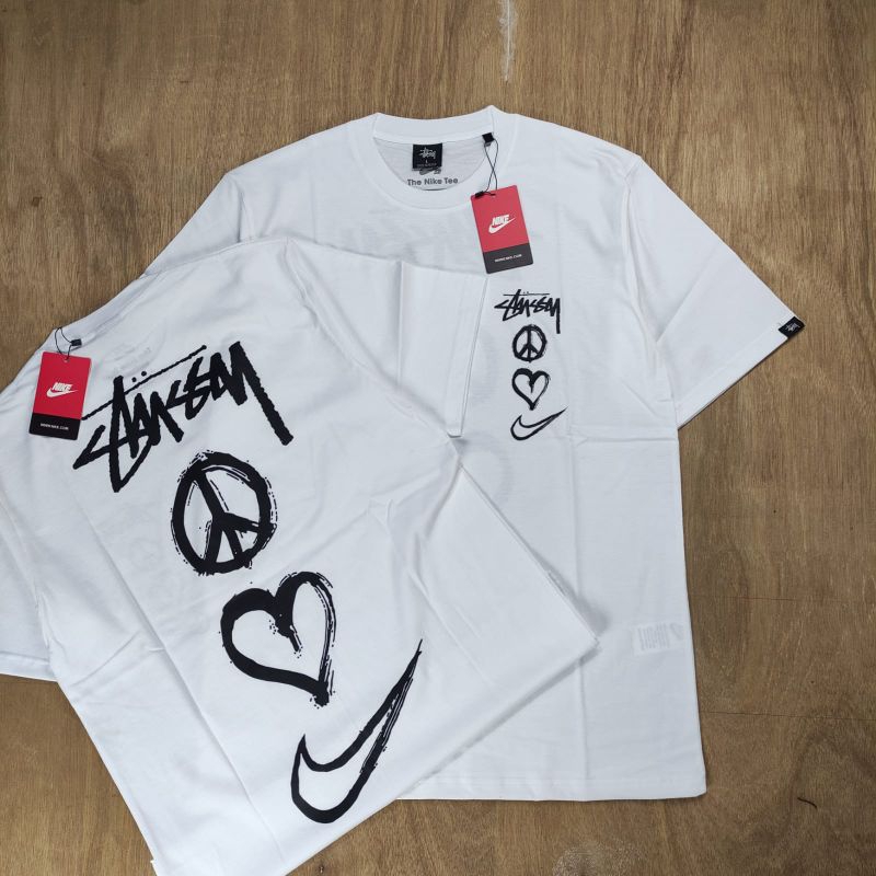 Jual KAOS STUSSY x NIKE PEACE LOVE AND SWOOSH WHITE PREMIUM FULLTAG ...