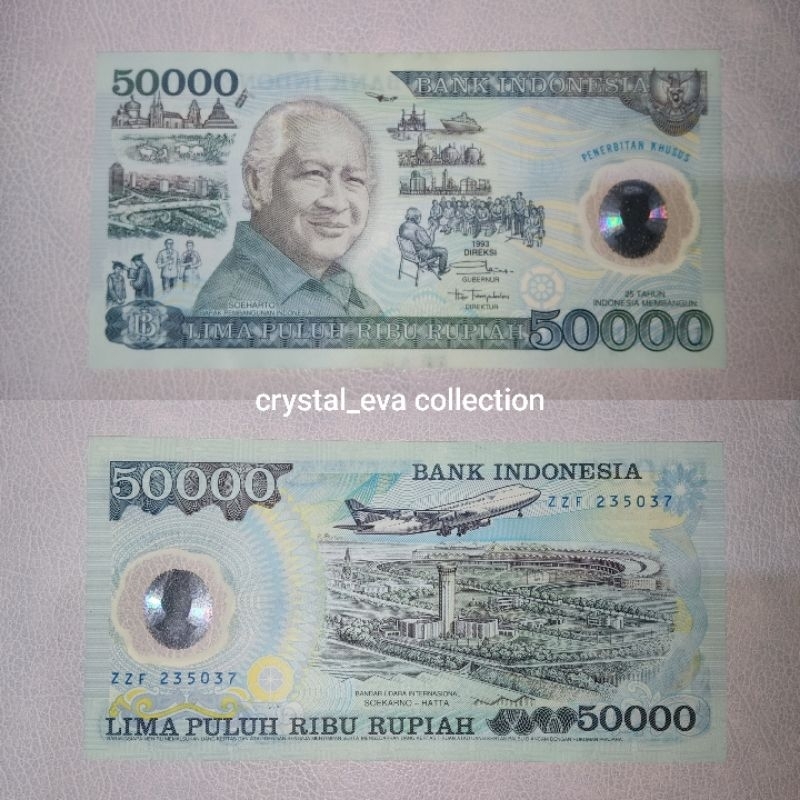 Jual Uang Polimer Kuno 50000 Rupiah Soeharto Tahun 1993 Asli Nomor