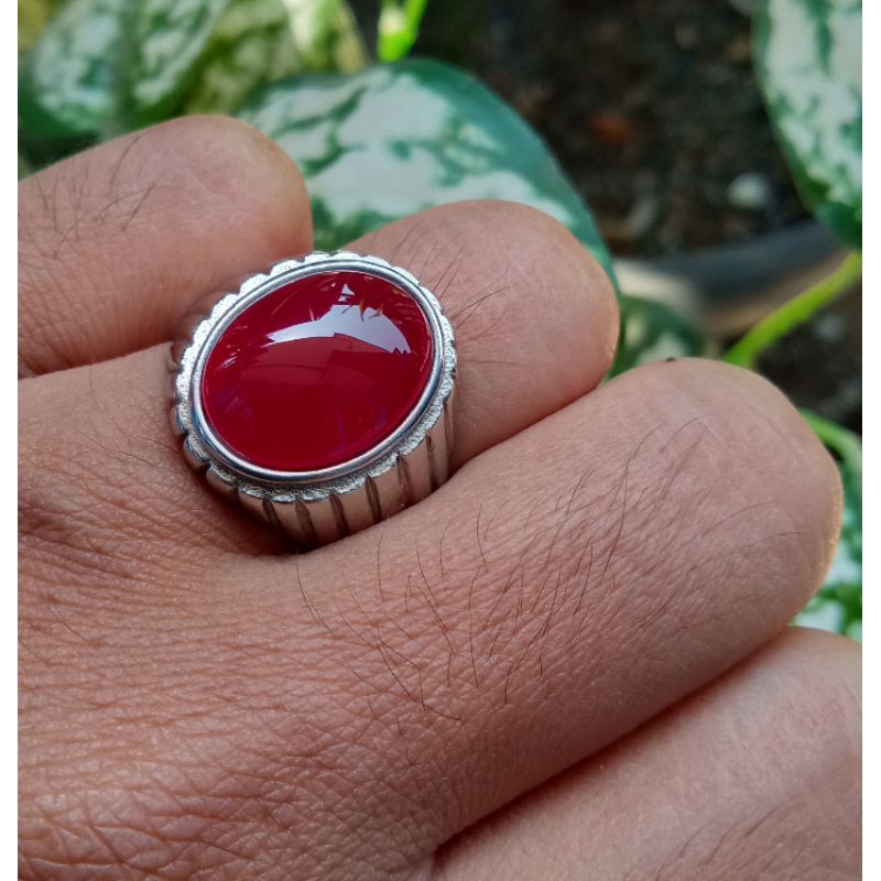 Jual cincin batu akik red baron kantoran natural | Shopee Indonesia