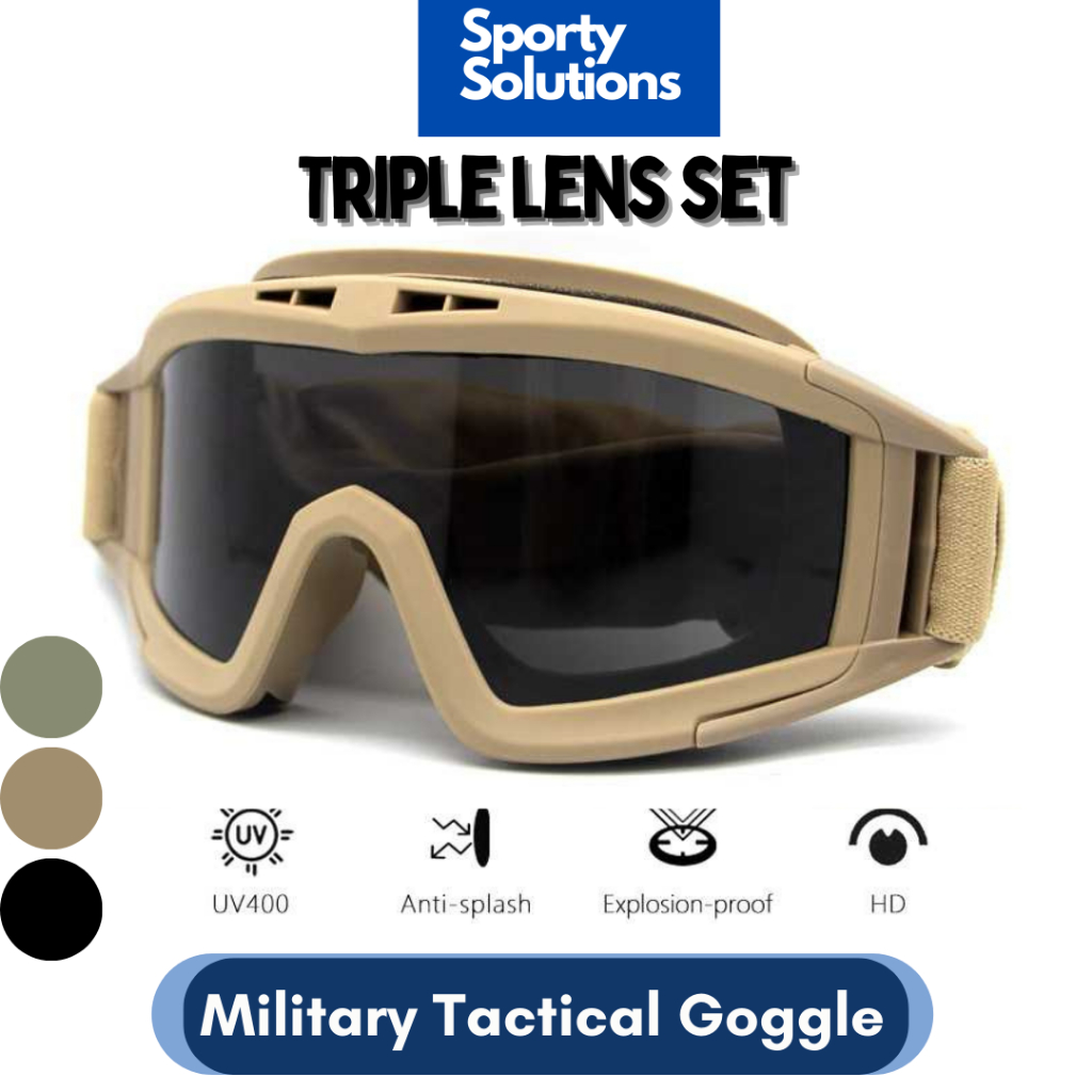 Kacamata Tactical Goggles Airsoft Lensa UV400 Anti Debu dan Angin