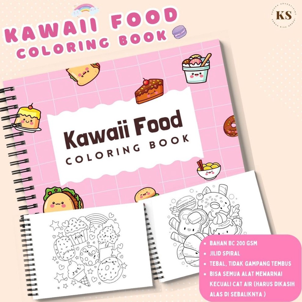 Jual Kawaii Food Cozy Coloring Book Relaxing Activity Buku Mewarnai